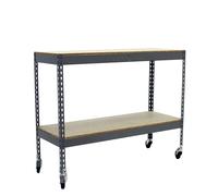 Étagère mobile charge moyenne 75kg - 975x1200x600 - 2 niveaux Gris/Bois - SIMON RACK - 8435104976456