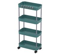 Étagère mobile - Chariot de rangement à roulettes avec crochets et roulettes pour salle de bain, cuisine et salon