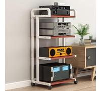 Étagère mobile Hi-Fi audio vidéo - Support stéréo mobile 3/4/5 niveaux pour composants audio/vidéos, CD et salle de séjour, élégant et design