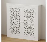 Étagère moderne pour radiateur - Armoire chauffante peu encombrante avec deux portes, installation sans perforation pour salle de bain, salon, cuisine et salle à manger