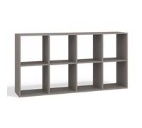 Étagère modulable 8 cubes - MARION - Bibliothèque 8 cases - 147x30x75 cm - Meuble de rangement - Gris