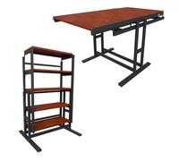 Etagère modulable convertible en Table - 133 x 80 x 68.5 cm - Style industriel - Couleur Chêne naturel