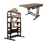 Étagère modulable convertible en Table - 125 x 78 x 62 cm - Style industriel - Couleur Bois foncé Marron