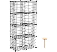 Étagère modulaire cube de rangement - lot de 8 - métal grille noir - 24.8 x 12.4 x 48.4 po / 30 x 30 x 30 cm