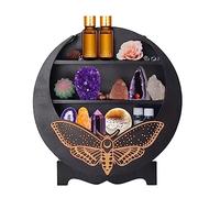 Étagère Moth En Bois Avec Support, Présentoir À Cristaux Déco Spirituelle | Étagère Ronde En Bois Avec Motif Papillon, 3 Niveaux, 30cm, Support Mural Ou Posable Pour Cristaux Et Huiles Essentielles