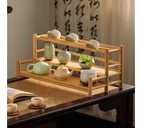 Étagère Multi-Couches en Bambou Bois Escalonné, Porte-Tasses de Café Plan Travail, Présentoir Support À Tasses pour Ustensiles Thé Maison et Bureau(Natural wood color,50*23*21cm/19.7*9.1*8.3in)