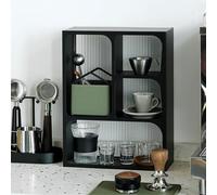 Étagère multi-grille pour tasses à café - Étagère de rangement en métal avec panneau arrière en acrylique pour économiser de l'espace pour la maison, le bureau, le bar