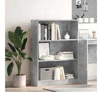 Étagère multicouche en bois de ciment gris 80 x 24 x 109 cm pour maison, bureau, salon, solution de rangement robuste et stable