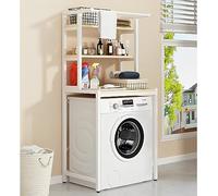 Étagère multifonction à 3 niveaux pour buanderie au-dessus de la machine à laver et du sèche-linge - Économie d'espace - Avec tige de suspension - Idéale pour l'organisation de la salle de bain et des