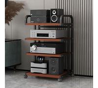 Étagère multimédia moderne avec roulettes, support polyvalent pour jeux et DVD, support d'angle pour consoles de jeux, équipement stéréo et routeurs WiFi (noir, 50 x 40 x)