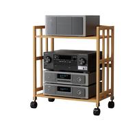 Étagère multimédia pour tourne-disque - Support d'angle et armoire stéréo avec rangement pour salon, petit centre de divertissement et salle de jeux (2 étages - 70 x 38 x 77 cm)