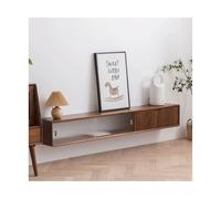 Étagère multimédia Unité de télévision Flottante, Murale, étagères avec Portes, Plate-Forme Rangement Centrale Console multimédia Divertissement en Bois Moderne pour téléviseurs(Walnut,180x25x25cm)