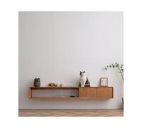 Étagère multimédia Unité de télévision Flottante, Murale, étagères avec Portes, Plate-Forme Rangement Centrale Console multimédia Divertissement en Bois Moderne pour téléviseurs(Cherry,200x25x25cm)