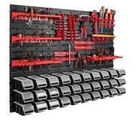 Étagère murale XXL porte-outil boîtes avec couvercles rouge noir