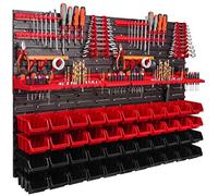 Etagere Murale 1152 x 780 mm - Support a Outils - 44 Pieces Etagere de Rangement modulable pour Outils avec boites de Rangement 44 bacs a Bec Rouge/Noir