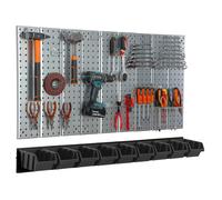 Étagère murale 117x72 cm Système de rangement métal porte-outils 6 boîtes noir
