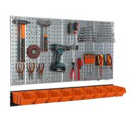 Étagère murale 117x72cm Système de rangement métal porte-outils 6 boîtes orange