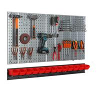 Étagère murale 117x72cm Système de rangement métal porte-outils 8 boîtes rouge