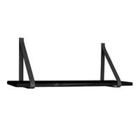 CASONA - Etagère Murale 120x20cm Hévéa Noir et Cuir - Altobuy Noir