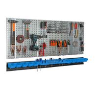 Étagère murale 156x72 cm Système de rangement métal porte-outils 10 boîtes bleu