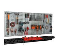 Étagère murale 156x72 cm Système de rangement métal porte-outils 10 boîtes noir