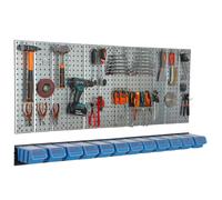 Étagère murale 156x72 cm Système de rangement métal porte-outils 12 boîtes bleu