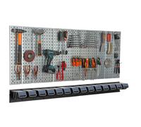 Étagère murale 156x72 cm Système de rangement métal porte-outils 14 boîtes noir