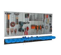 Étagère murale 156x72 cm Système de rangement métal porte-outils 8 boîtes bleu