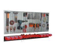 Étagère murale 156x72 cm Système de rangement métal porte-outils 8 boîtes rouge