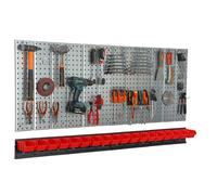 Étagère murale 156x72 cm Système de rangement métal porte-outils 8 boîtes rouge