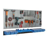 Étagère murale 156x72cm Système de rangement en métal porte-outils 7 boîtes bleu