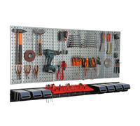 Étagère murale 156x72cm Système de rangement en métal porte-outils 7 boîtes noir