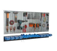Étagère murale 156x72cm Système de rangement en métal porte-outils 8 boîtes bleu