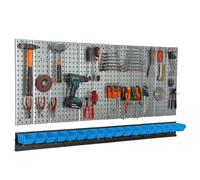 Étagère murale 156x72cm Système de rangement en métal porte-outils 8 boîtes bleu