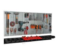 Étagère murale 156x72cm Système de rangement en métal porte-outils 8 boîtes noir