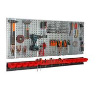 Étagère murale 156x72cm Système de rangement métal porte-outils 10 boîtes rouge