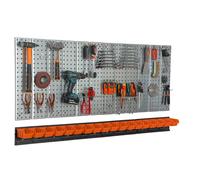 Étagère murale 156x72cm Système de rangement métal porte-outils 8 boîtes orange