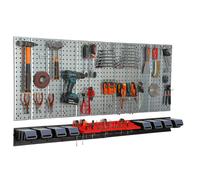 Étagère murale 156x72cm Système de stockage en métal porte-outils 8 boîtes noir