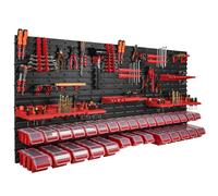 Étagère murale - Botle - 173 x 78 cm - 30 boîtes - Plastique rouge - Montage facile