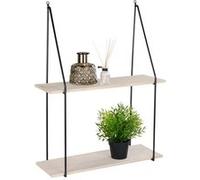 Étagère murale 2 niveaux 55x21x72 cm naturel et noir Marron G