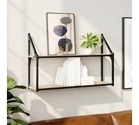 vidaXL Étagère murale 2 niveaux – Bibliothèque flottante 80×21×51 cm Chêne Sonoma