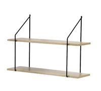 Calicosy - Étagère Murale 2 Niveaux - Décor Bois - Panneaux De Particules - Supports Métal - Étagère À Fixer - pour Séjour, Couloir, Salon Ou Chambre - Style Industriel - L 60 x P 15 x H 40 cm
