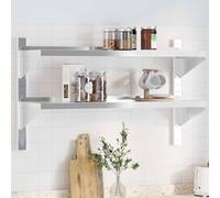 Étagère Murale 2 Niveaux Inox 100x30x60cm, Support Mural Flottant Argenté pour Salon Chambre, Étagère Salle de Bain Cuisine, Design Moderne avec Bord Relevé, Installation Facile, Capacité 50kg