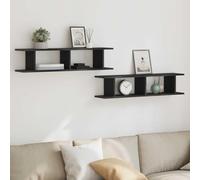 Étagère Murale 2 Pièces, étagère de Rangement Ouverte Moderne avec Compartiments de Rangement, Murale en Bois pour Salon, Chambre à Coucher et Bureau à Domicile (90x18x20 cm)