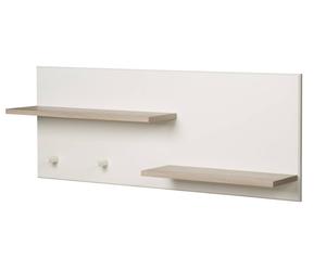 Étagère Murale 2 Tablettes Et 2 Patères Felicia Blanc Cassé / Décor Luna Elm TU