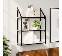 vidaXL Étagère Murale 3 Niveaux, Bibliothèque Suspendue, Armoire à Livres Flottante, Meuble de Rangement Salon Bureau Maison Intérieur, Moderne, Sonoma Gris