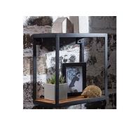 Etagère murale 35x18x35 cm en métal noir et bois marron