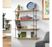 Calicosy - Étagère Murale 4 Niveaux - Décor Bois - Panneaux De Particules - Supports Métal - Étagère À Fixer - pour Séjour, Couloir, Salon Ou Chambre - Style Industriel - L 60 x P 16 x H 80 cm