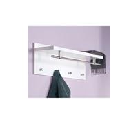 Etagère murale 4 pateres + 1 tringle L75 x H30cm MDF blanc PAOLO