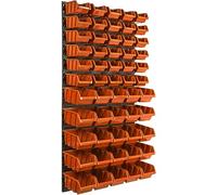 Etagere murale 55 bacs a bec oranges, panneau murale 58 x 117 cm Etagere empilable pour garage, atelier, banc de travail, systeme de rangement modulable, fixer au mur